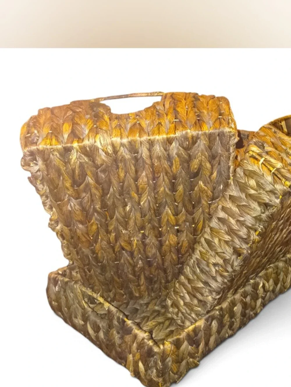 Woven Seagrass Organizer Set Of 4 Nesting 4Baskets W/Handles Natural dark Brown
